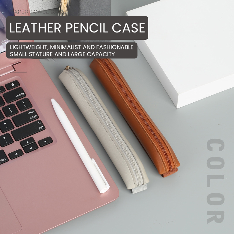 Leather Work Notepad - Pu Leder Stift halter Reiß verschluss