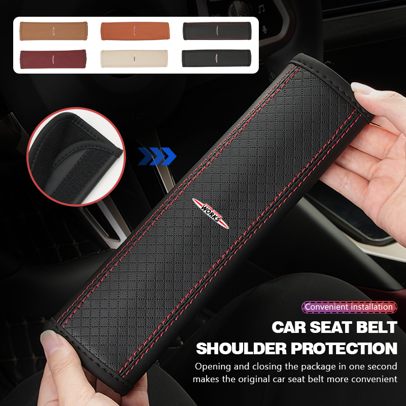 Leather Work For Car - Leder-Autosicherheitsgurtpolster, Schultergurt-Abdeckung für MINI R56 F54
