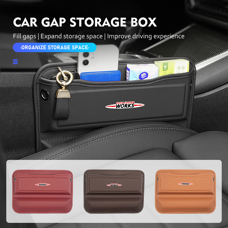 Leather Work For Car - Auto-Sitzlücken-Organizer aus Leder, Konsolen-Seitentasche, Aufbewahrungsbox für