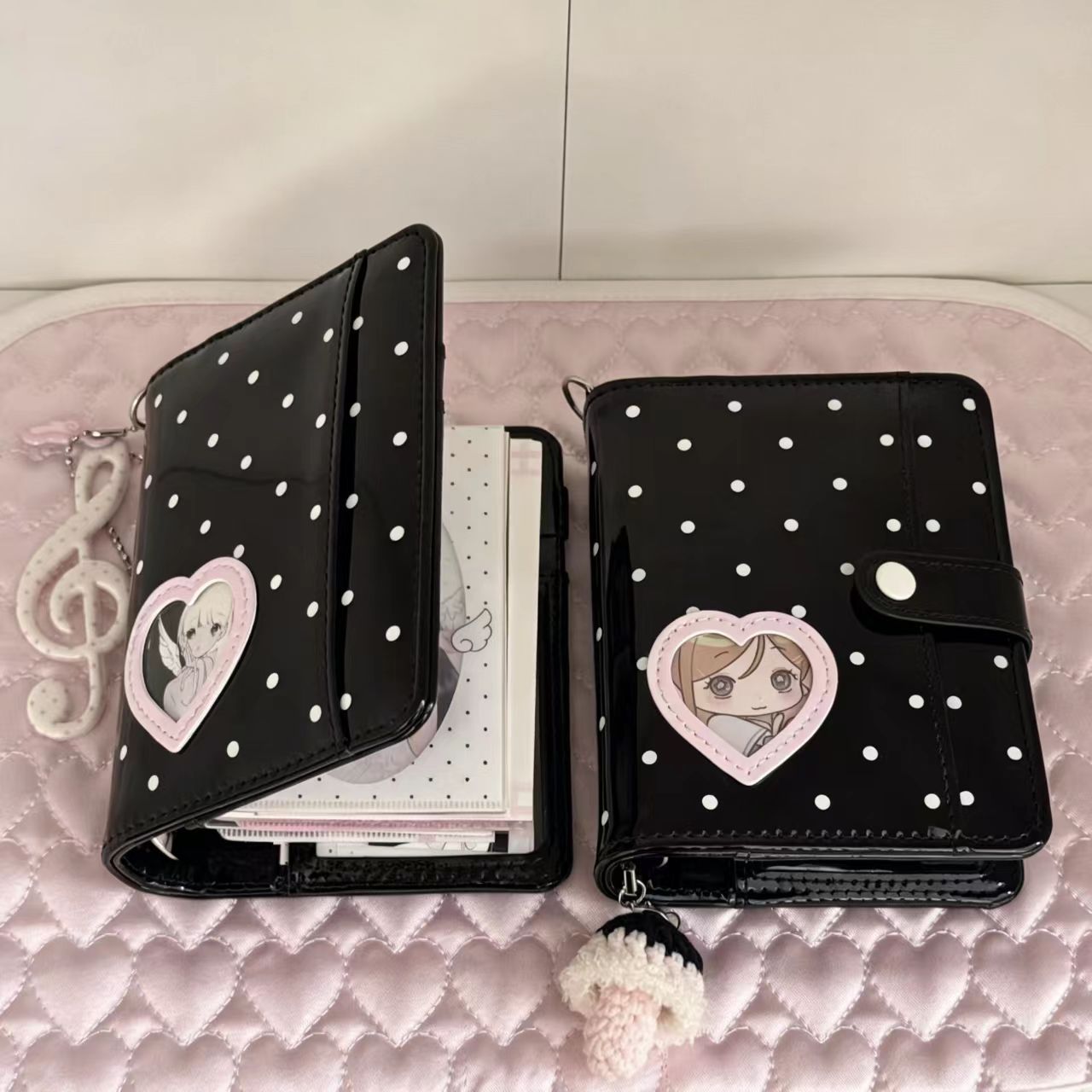 Leather Work Notepad - Koreanischer Stil Polka Dot Herz M5