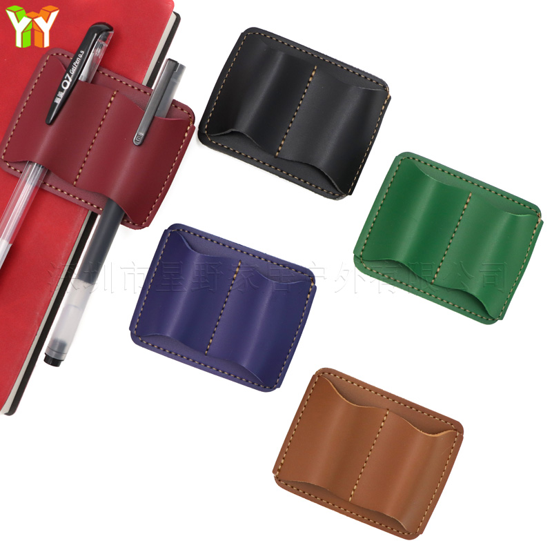 Leather Work Notepad - Tragbarer Stifthalter aus PU-Leder, Notizbuch-Stiftclip, mehrfarbig,