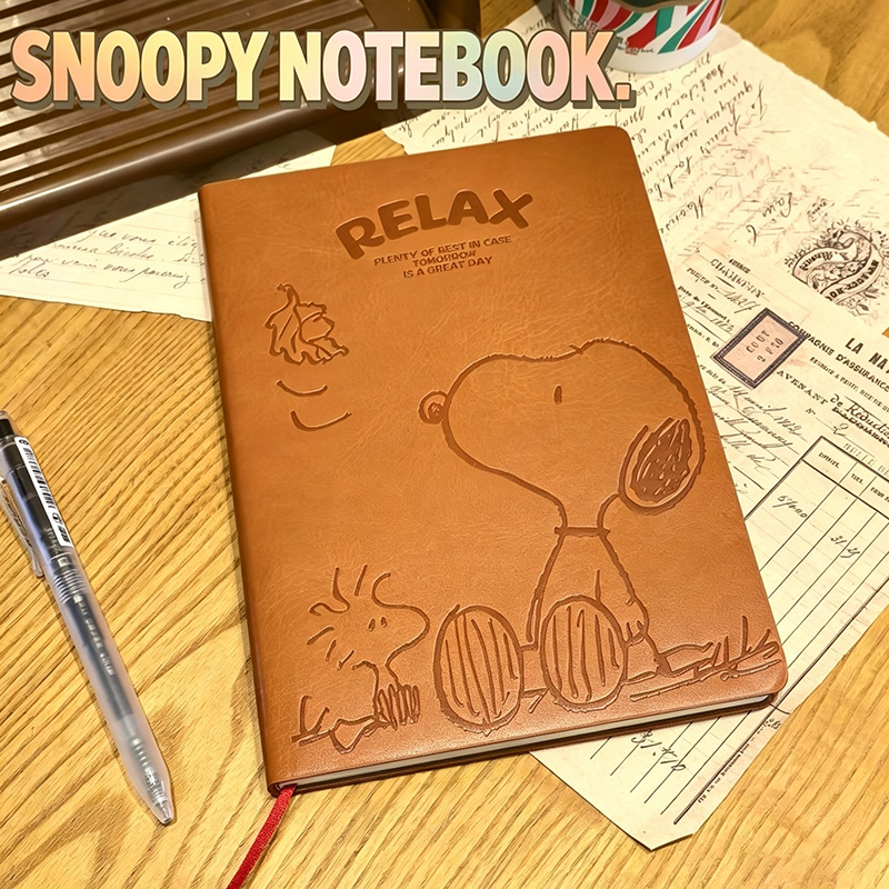Leather Work Notepad - Vintage Snoopy A5 Leder-Notizbuch Niedlicher Geprägter