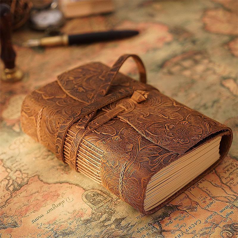Leather Work Notepad - Handgefertigtes Leder-Notizbuch, braunes Tagebuch, dickes Reisetagebuch,